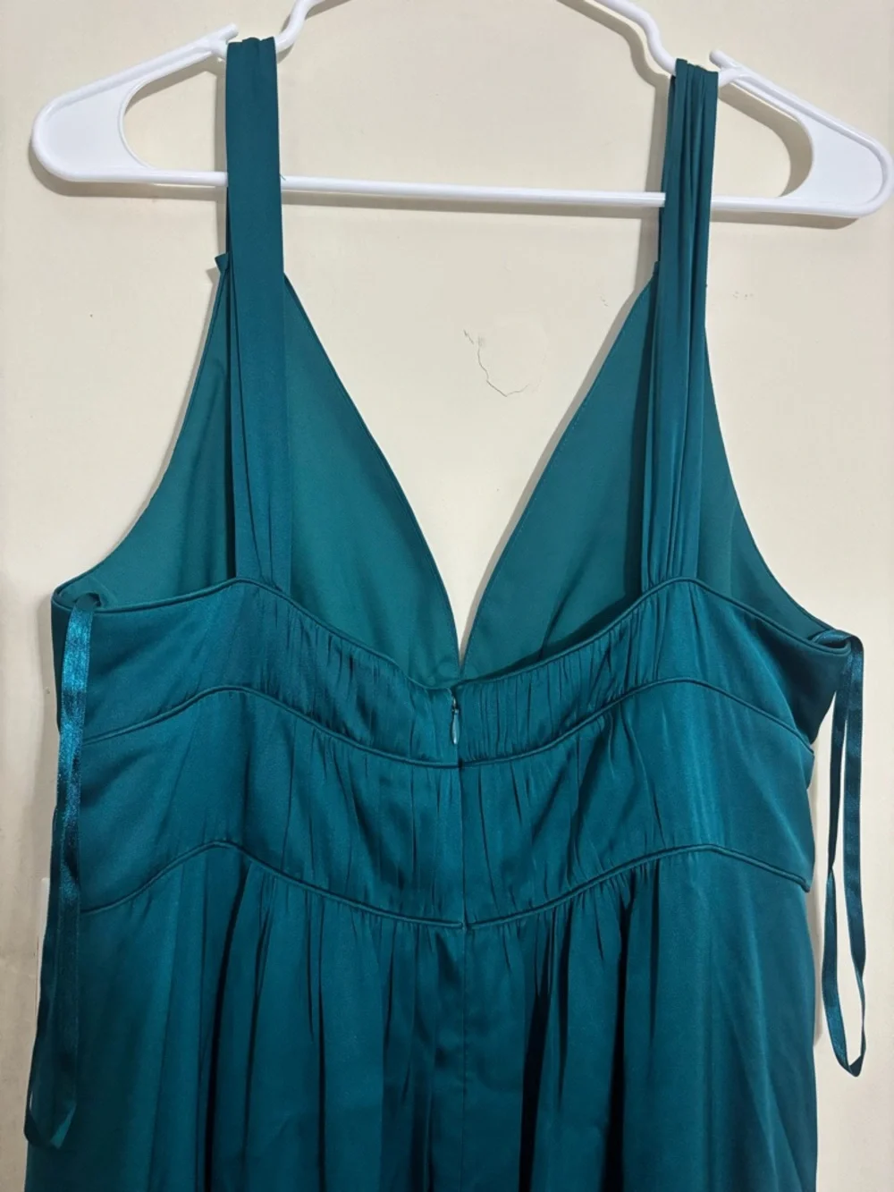 Banana Republic cascade maxi flowy silk stretch teal dress size 16 - Picture 4 of 10